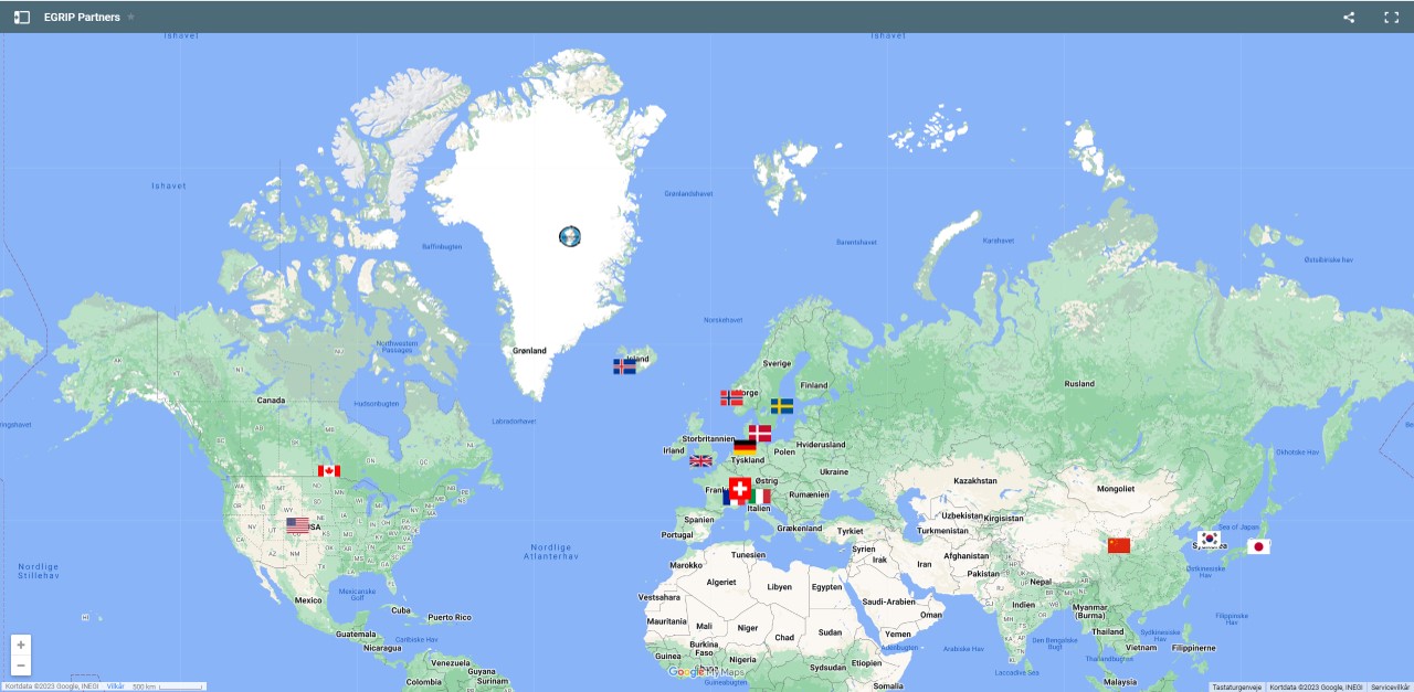 Google Maps der viser projektets partnere